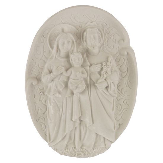 Aplique Religioso Oval Sagrada Família 10,8x8cm - Resina