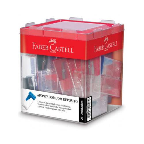 Apontador com Depósito Cx 25 Un. Faber Castell - Sortidos