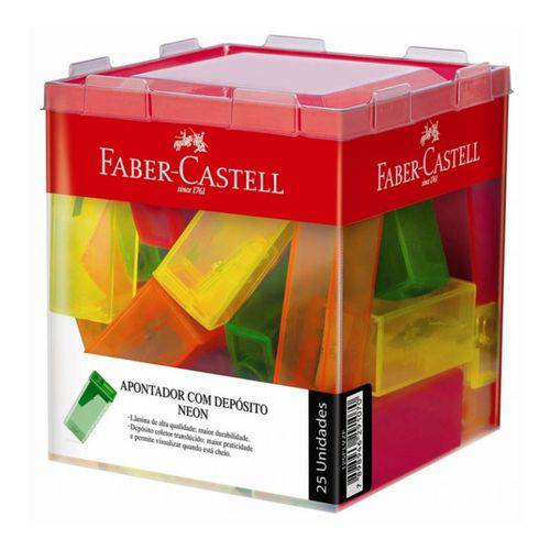Apontador com Deposito Faber Castell Neon CX 25 Unidades