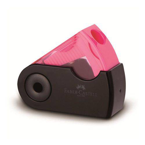 Apontador com Depósito Mini Sleeve Black Neon Faber Castell Rosa