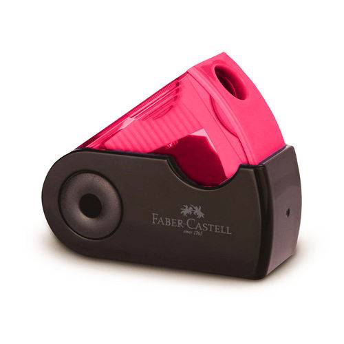Apontador com Depósito Mini Sleeve Black Neon Rosa - Faber-Castell
