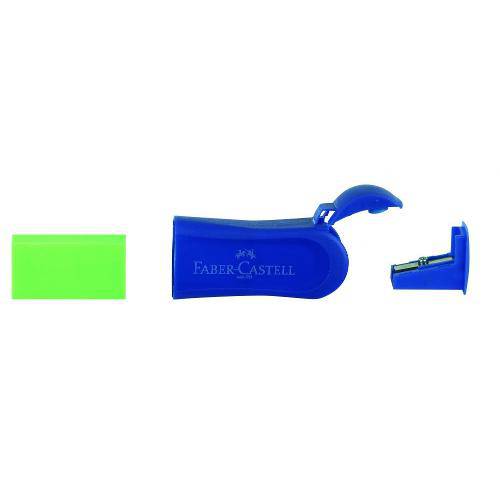Apontador Escolar com Borracha Faber Castell Azul com Verde 124bwzf