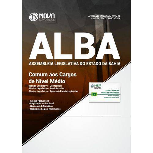 Apostila ALBA 2018 - Comum Cargos Nível Médio