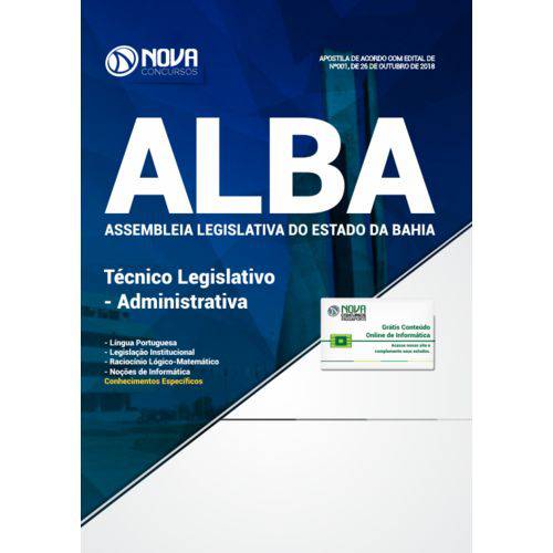 Apostila Alba 2018 - Técnico Legislativo - Administrativa