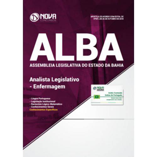 Apostila Assembleia Legislativa da Bahia (alba) 2018 - Analista Legislativo - Enfermagem