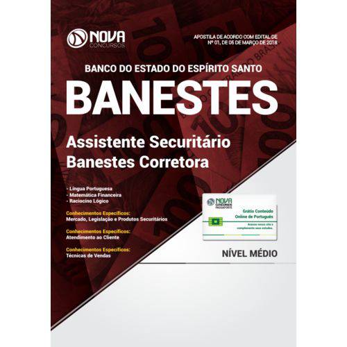 Apostila Banestes 2018 - Assistente Securitário - Banestes Corretora