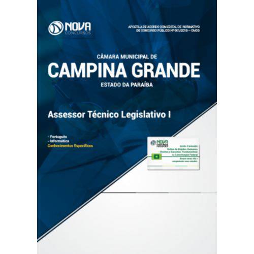 Apostila Câmara de Campina Grande - Pb 2018 - Assessor Técnico Legislativo I