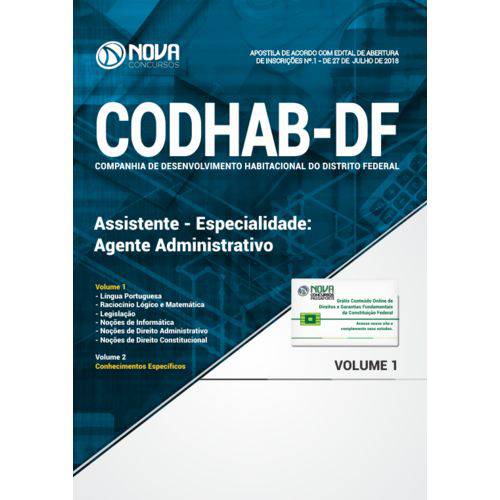 Apostila Concurso Codhab-df 2018 - Agente Administrativo