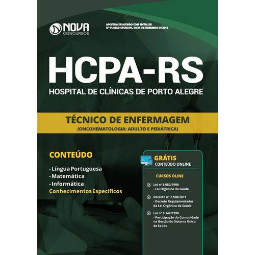 Apostila Concurso Hcpa Rs 2019 - Técnico de Enfermagem