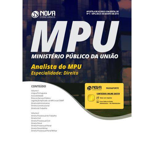 Apostila Concurso Mpu 2018 - Analista - Apoio Jurídico - Direito