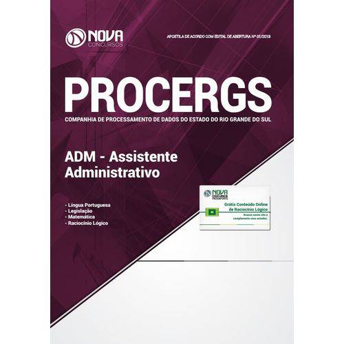 Apostila Concurso Procergs-rs 2019 - Assistente Administrativo