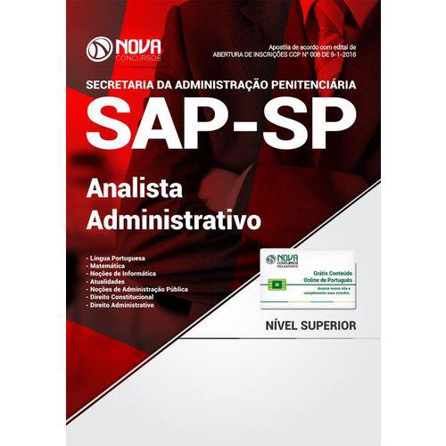 Apostila Concurso Sap Sp 2018 - Analista Administrativo