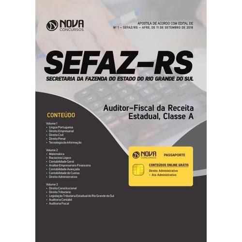 Apostila Concurso Sefaz Rs 2018 - Auditor Fiscal - Classe a
