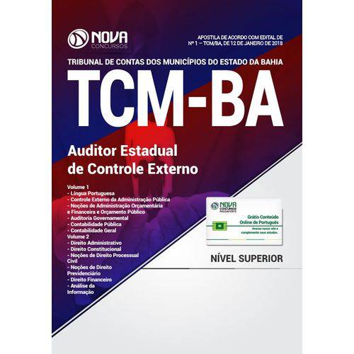 Apostila Concurso Tcm Ba 2018 - Auditor Estadual de Controle Externo