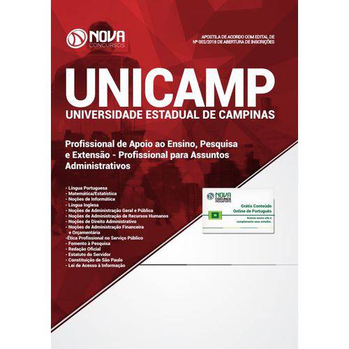 Apostila Concurso Unicamp 2018 - Profissional Assuntos Administrativos