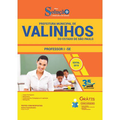 Apostila Concurso Valinhos Sp 2019 - Professor I - se