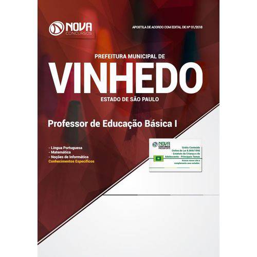 Apostila Concurso Vinhedo Sp 2019 - Professor Ed Básica 1