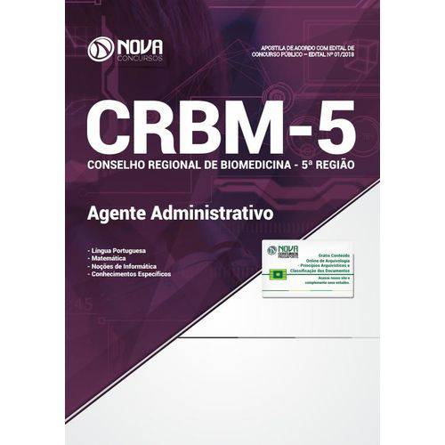 Apostila Crbm Rs 5 Região 2018 - Agente Administrativo