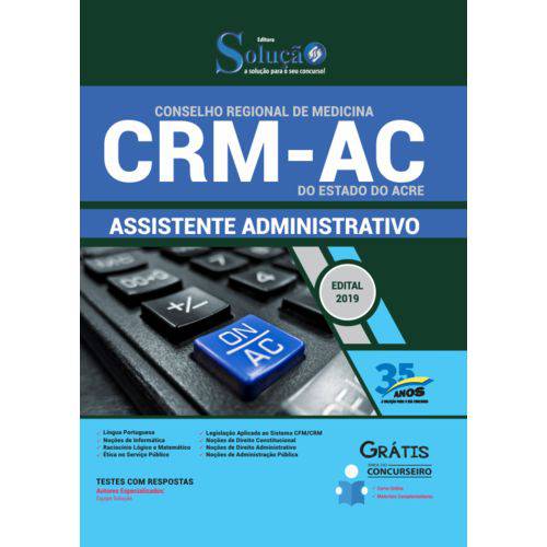 Apostila Crm Ac 2019 - Assistente Administrativo