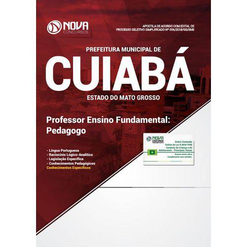Apostila Cuiabá Mt 2018 - Professor Ens. Fundamental - Pedagogo