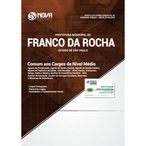 Apostila Prefeitura de Franco da Rocha - Sp 2018 - Comum Aos Cargos de Nível Médio