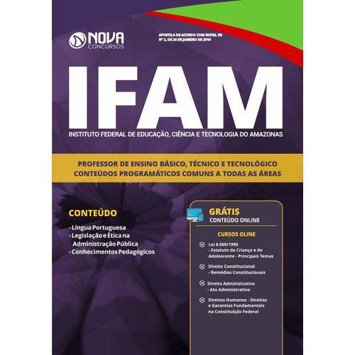 Apostila IFAM 2019 - Professor de Ensino Básico, Técnico