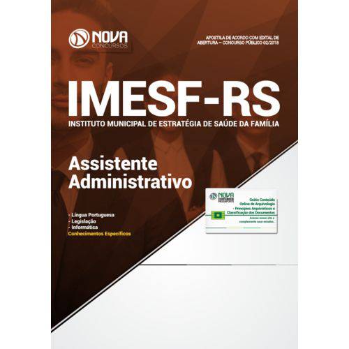 Apostila Imesf-rs 2018 - Assistente Administrativo