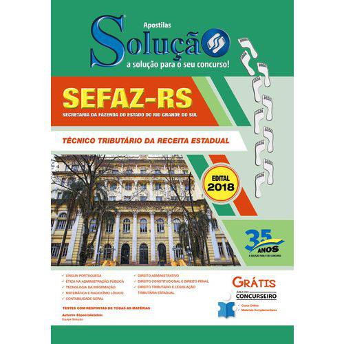 Apostila Impressa Sefaz-rs 2018 - Técnico Tributário Receita