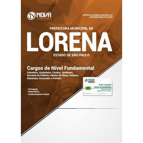 Apostila Lorena SP 2018 - Cargos Nível Fundamental