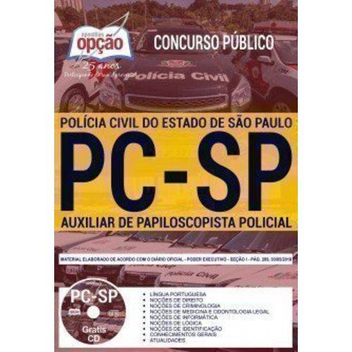 Apostila Pc Sp 2018 Auxiliar de Papiloscopista Policial - Editora Opção