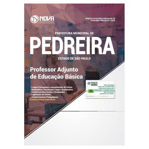 Apostila Pedreira Sp 2018 - Professor Adjunto Ed Básica