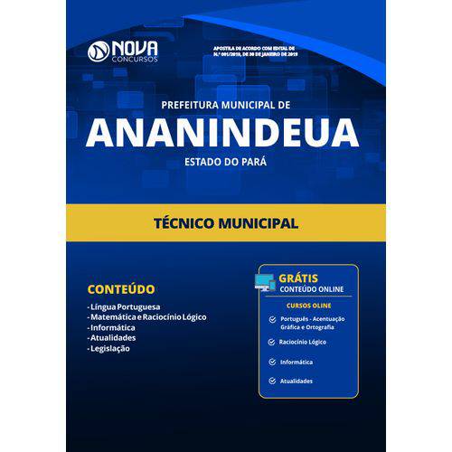 Apostila Pref. de Ananindeua Pa 2019 Técnico Municipal