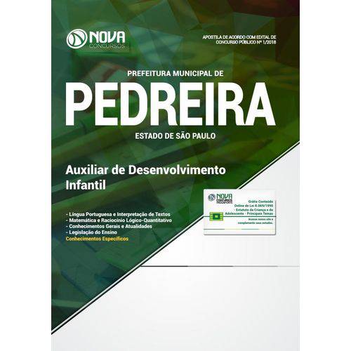 Apostila Pref de Pedreira-SP 2018 - Auxiliar Desenvolvimento