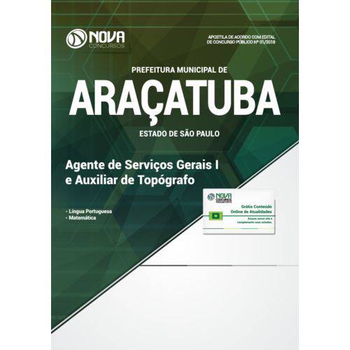 Apostila Prefeitura de Araçatuba - Sp Agente de Serv Gerais
