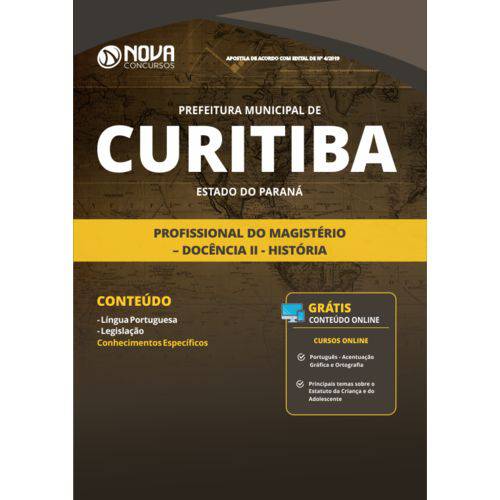 Apostila Prefeitura de Curitiba-pr 2019 - Profissional do Magistério - Docência Ii - História