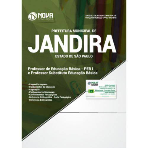 Apostila Prefeitura de Jandira - Sp 2018 - Peb I e Professor Substituto Educação Básica