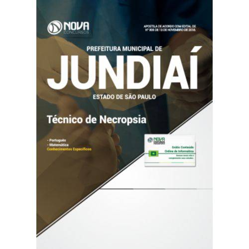 Apostila Prefeitura de Jundiaí - Sp 2018 - Técnico em Necropsia