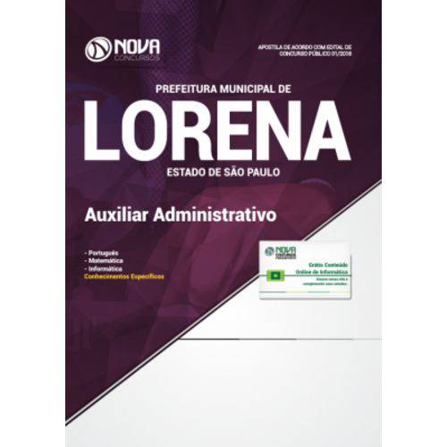 Apostila Prefeitura de Lorena - Sp 2018 - Auxiliar Administrativo