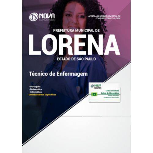 Apostila Prefeitura de Lorena - Sp 2018 - Técnico de Enfermagem
