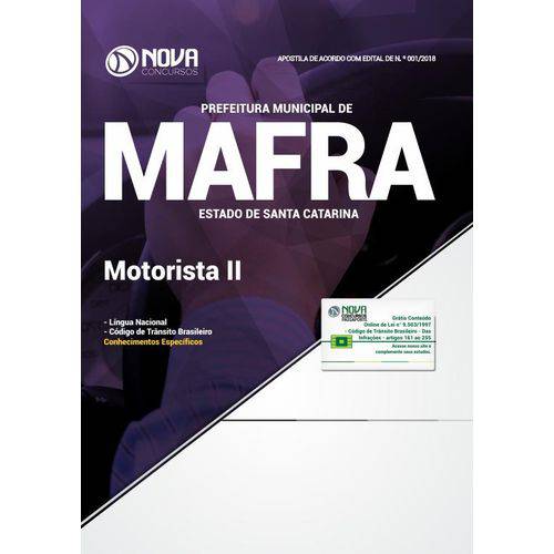Apostila Prefeitura de Mafra SC 2018 - Motorista II