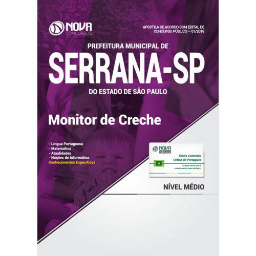 Apostila Prefeitura de Serrana - Sp 2018 - Monitor de Creche