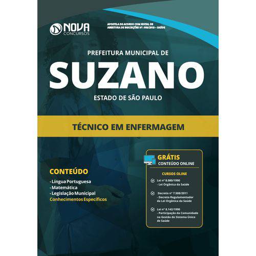 Apostila Prefeitura de Suzano Sp 2019 Técnico em Enfermagem