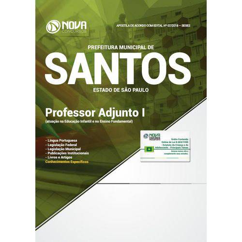 Apostila Prefeitura Santos SP 2018 - Professor Adjunto 1