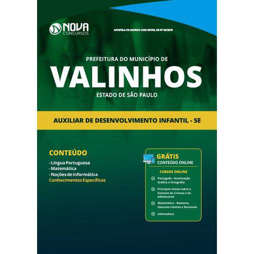 Apostila Prefeitura Valinhos-SP 2019 - Auxiliar de Dese