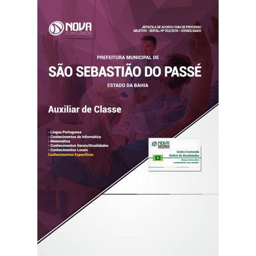 Apostila São Sebastião do Passé BA 2018 - Auxiliar de Classe