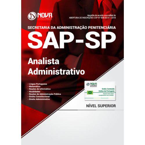 Apostila Sap-Sp 2018 - Analista Administrativo