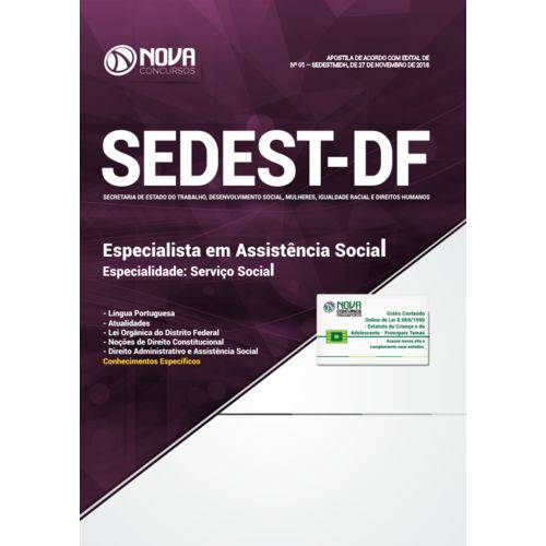 Apostila Sedest-df 2018 - Especialista em Assistência Social - Especialidade: Serviço Social