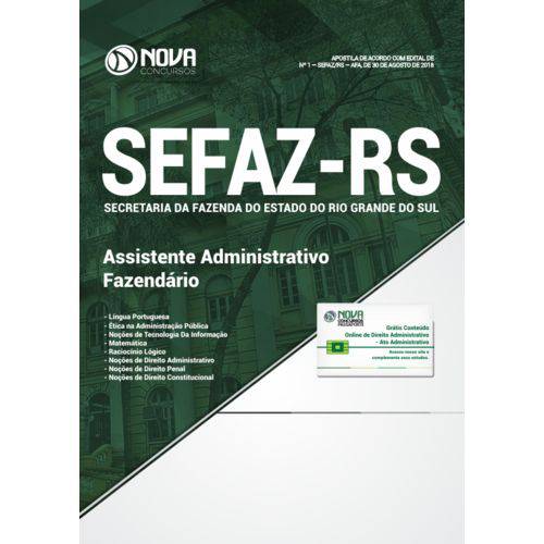 Apostila Sefaz-rs 2018 - Assistente Administrativo Fazendário