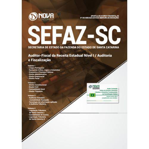 Apostila Sefaz-sc 2018 - Auditor-fiscal da Receita Estadual Nível I / Auditoria e Fiscalização