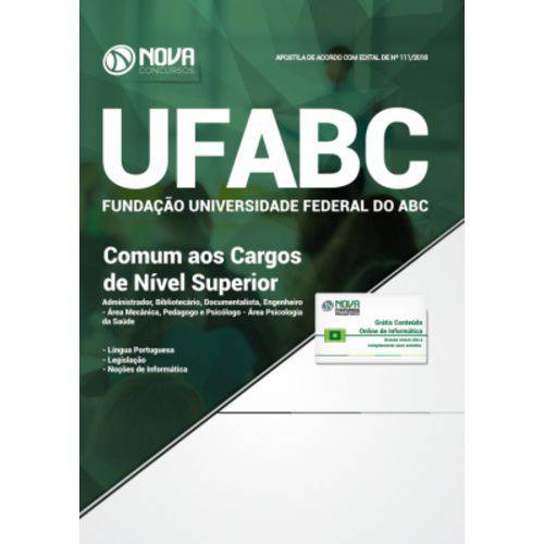 Apostila Universidade Federal do ABC (ufabc-sp) 2018 - Comum Aos Cargos de Nível Superior